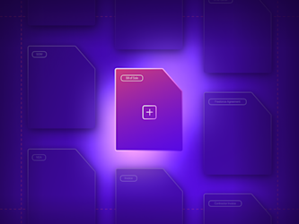 A glowing purple folder labeled "Bill of Sale" surrounded by dark folders.