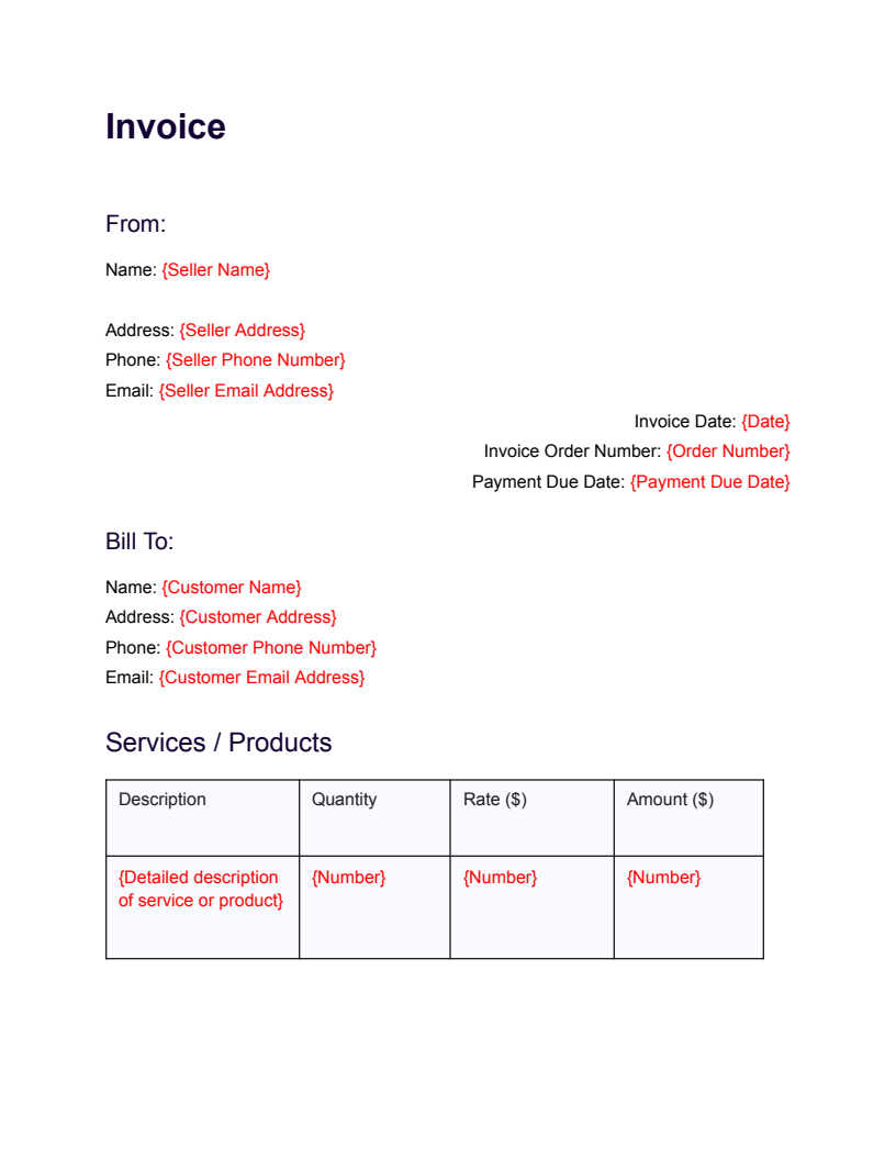 Invoice template